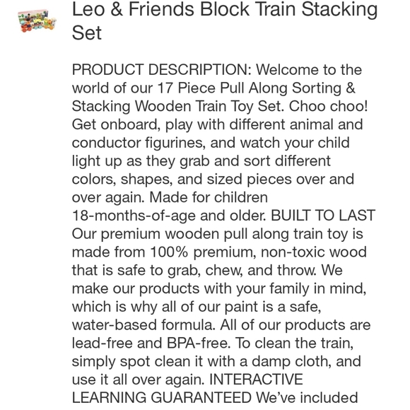 Leo & Friends Block Train Stacking Set - Picture 7 of 9